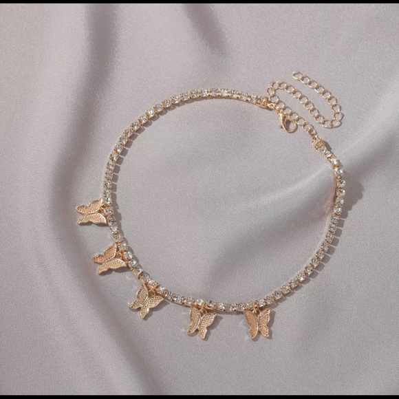 Accessories - Cubic Zircon Gold Plated Butterfly Bracelet/Anklet
